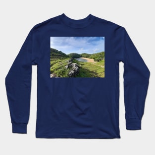 Hidden paradise lake lagoon sand beach Long Sleeve T-Shirt